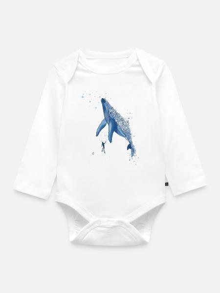 Anker Wal Taucher - Baby Bio-Langarm-Body - Weiß