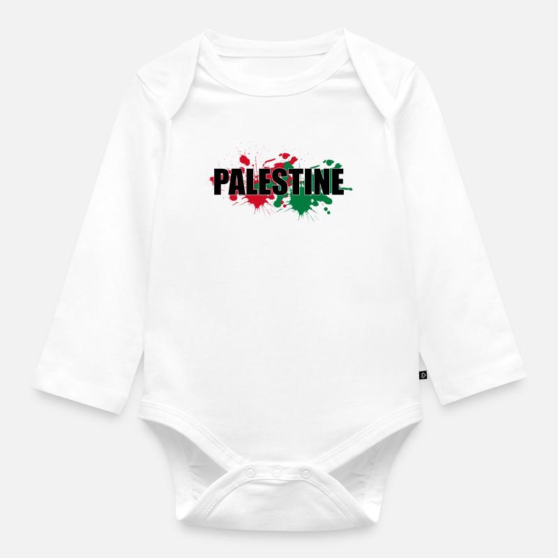 Palästina - Baby Bio-Langarm-Body - Weiß