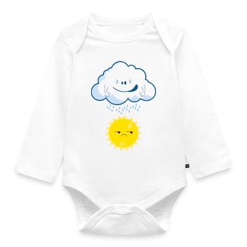 Clouds raining on the sun fun t-shirt - Organic Longsleeve Baby Bodysuit - white - Front