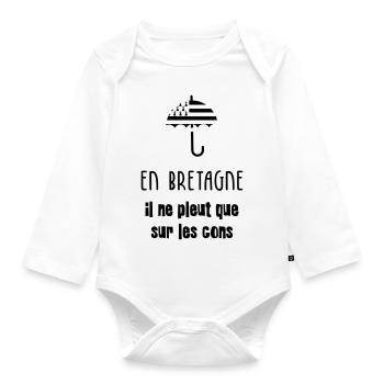 En Bretagne, il ne peut que sur les cons ! - Body Bébé bio manches longues - blanc - Devant