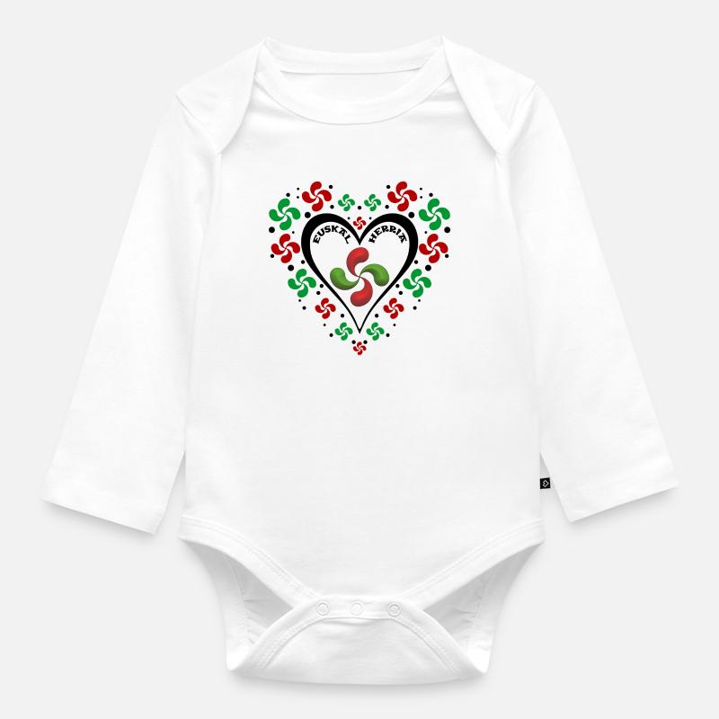 Basque Heart - Cœur Basque - Body Bébé bio manches longues - blanc