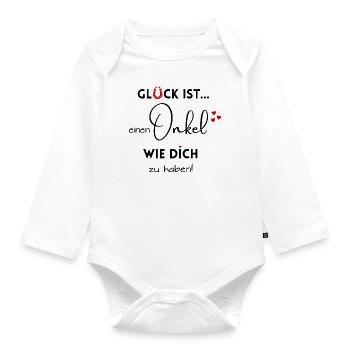 Glück ist, einen Onkel wie Dich zu haben! - Baby Bio-Langarm-Body - Weiß - Vorne