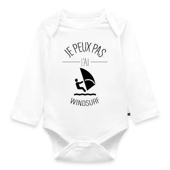 J Peux Pas j ai windsurf - surfing - Body Bébé bio manches longues - blanc - Devant