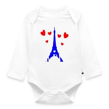 Paris,Eiffelturm,Frankreich - Baby Bio-Langarm-Body - Weiß - Vorne