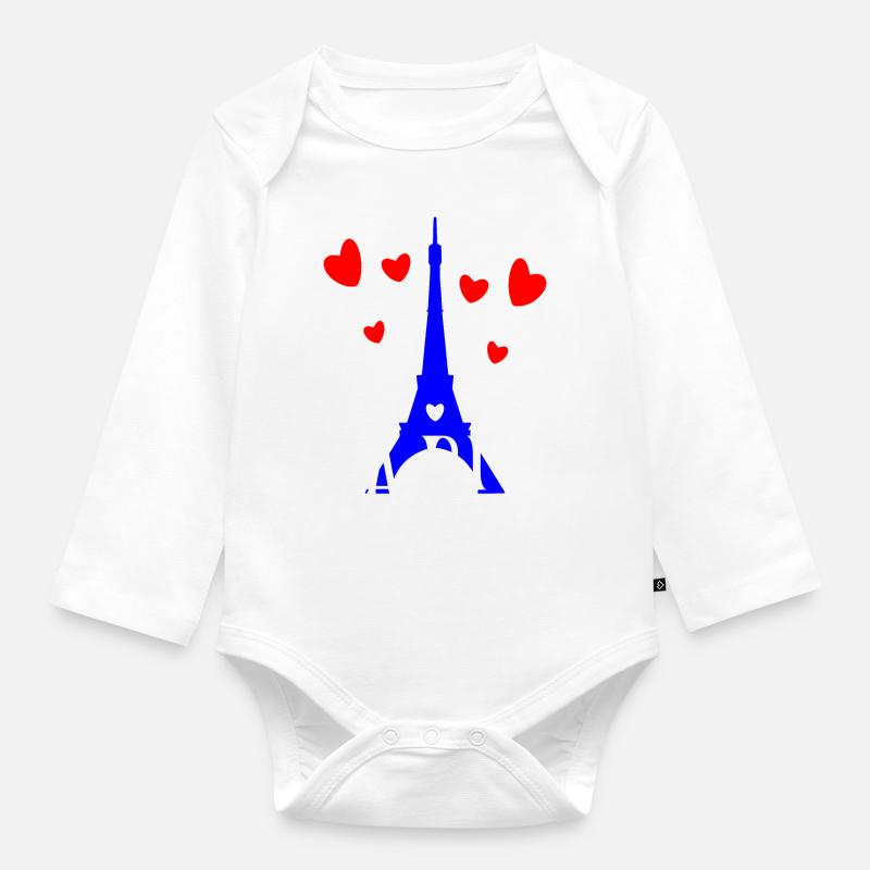 Paris,Eiffelturm,Frankreich - Baby Bio-Langarm-Body - Weiß