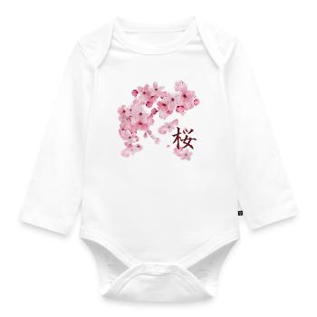 Fleurs de cerisier Japonais - Sakura - Body Bébé bio manches longues - blanc - Devant