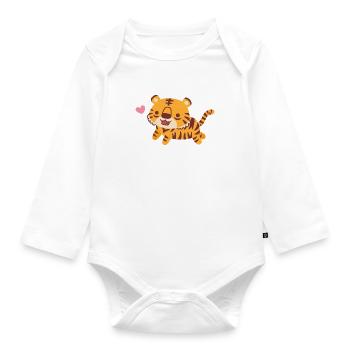 Tigre cabré mignon - Body Bébé bio manches longues - blanc - Devant