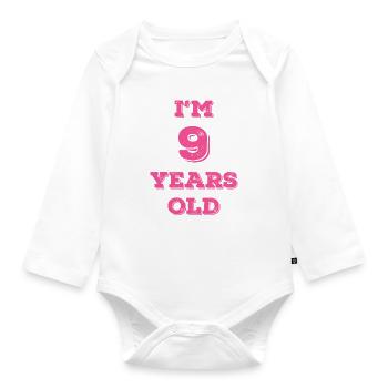Funny Birthday I'm 9 Years Old - Organic Longsleeve Baby Bodysuit - white - Front