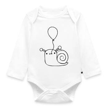 Balloon Snail Cute - Organic Longsleeve Baby Bodysuit - white - Front