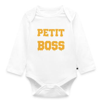 je suis peut-être petit mais c est moi le Boss - Body Bébé bio manches longues - blanc - Devant