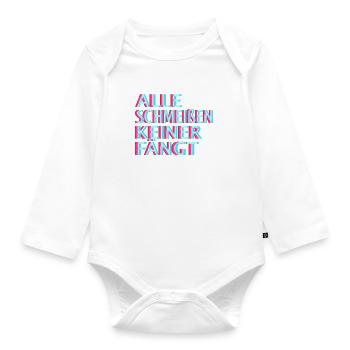Techno Raver EDM Uptempo Speedcore Tekk Hardtekk - Baby Bio-Langarm-Body - Weiß - Vorne