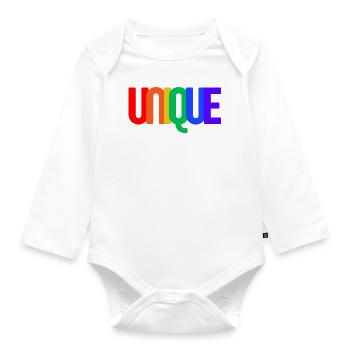 UNIQUE (rainbow) - Organic Longsleeve Baby Bodysuit - white - Front