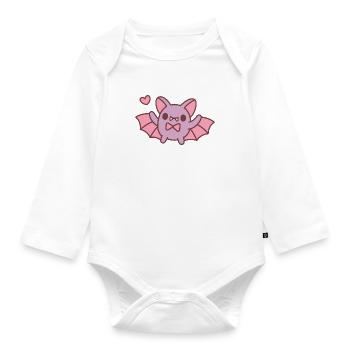 Cute Vampire Bat Doodle - Organic Longsleeve Baby Bodysuit - white - Front