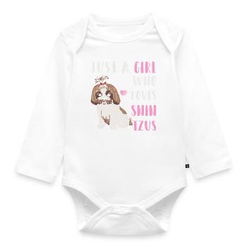 Just A Girl Who Loves Shih Tzus - Baby Bio-Langarm-Body - Weiß - Vorne