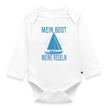 Segeln Segelboot Segler Käpten Segelschein Käpt'n - Baby Bio-Langarm-Body - Weiß - Vorne