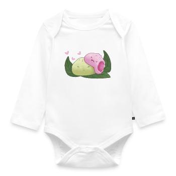 Powered By Mochi Funny Japanese Mochi Lover - Baby Bio-Langarm-Body - Weiß - Vorne