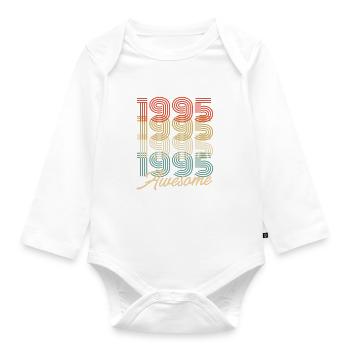 Funny Birthday Awesome 1995 - Baby Bio-Langarm-Body - Weiß - Vorne