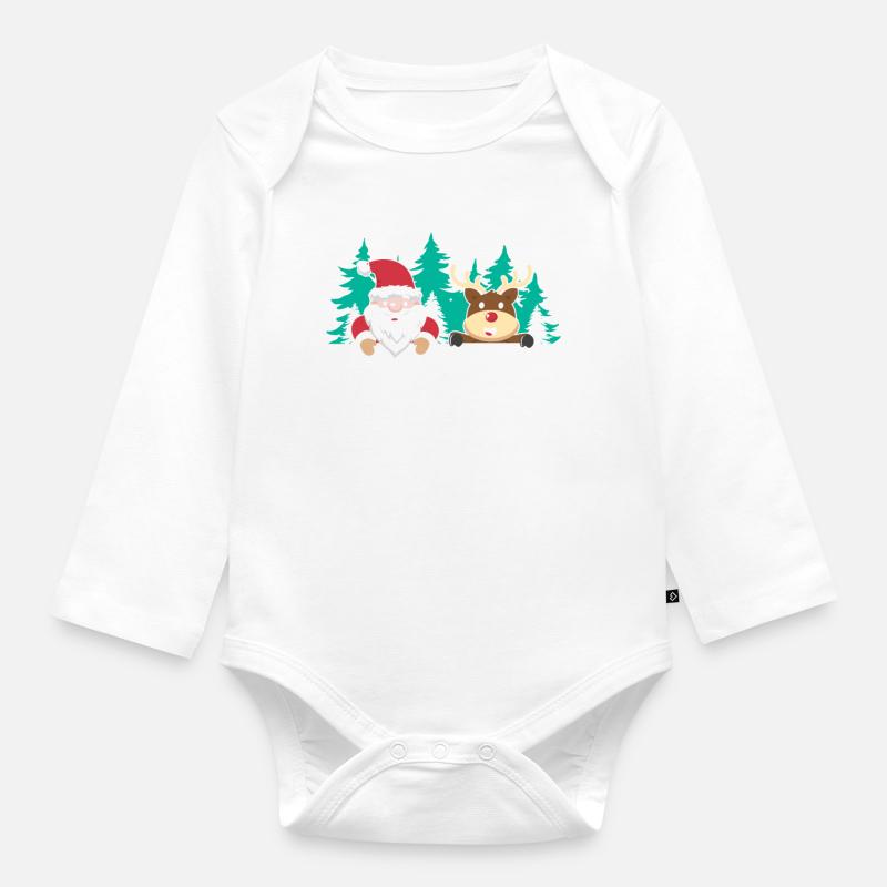 Cadeaux de Noël Noël - Body Bébé bio manches longues - blanc