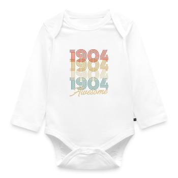Funny Birthday Awesome 1904 - Organic Longsleeve Baby Bodysuit - white - Front