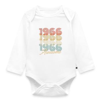 Funny Birthday Awesome 1966 - Baby Bio-Langarm-Body - Weiß - Vorne