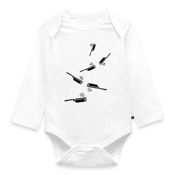 Cooking pan - Organic Longsleeve Baby Bodysuit - white - Front