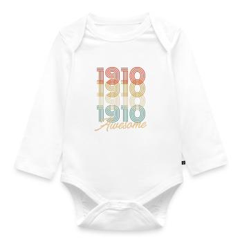 Funny Birthday Awesome 1910 - Baby Bio-Langarm-Body - Weiß - Vorne