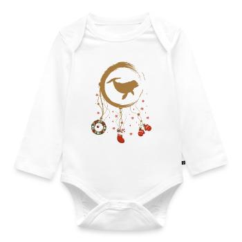 Delfin Weihnachten Weihnachtstraumfänger - Baby Bio-Langarm-Body - Weiß - Vorne