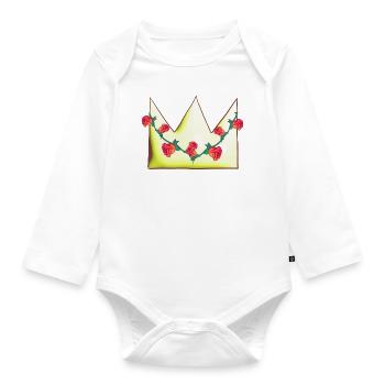 Golden Crown Roses Flowers Symbol Shape - Organic Longsleeve Baby Bodysuit - white - Front