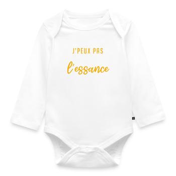 J'Peux Pas Je Dois Mettre L'Essence | Humour - Body Bébé bio manches longues - blanc - Devant