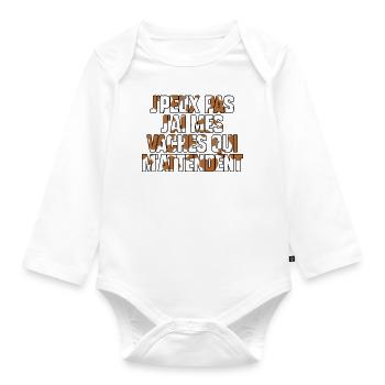 Ich kann nicht, ich habe meine Kühe, die auf mich warten - Baby Bio-Langarm-Body - Weiß - Vorne