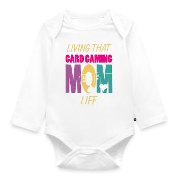 Living That Card Gaming Mom Life Card Player - Organic Longsleeve Baby Bodysuit - white - Front