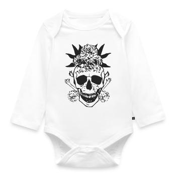 Blumiger Totenkopf - Baby Bio-Langarm-Body - Weiß - Vorne