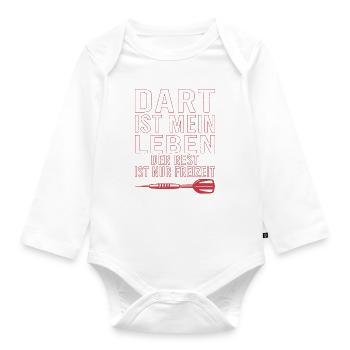 Dart Dartspieler Darten Dartpfeile Darts Dartfans - Baby Bio-Langarm-Body - Weiß - Vorne