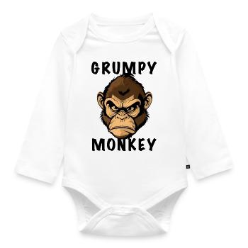 GRUMPY MONKEY - Organic Longsleeve Baby Bodysuit - white - Front