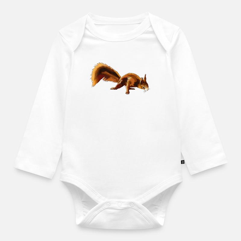 Eichhörnchen 4 - Baby Bio-Langarm-Body - Weiß