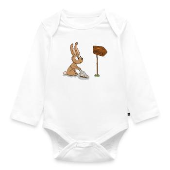 Petit lapin à la recherche de carottes - Body Bébé bio manches longues - blanc - Devant