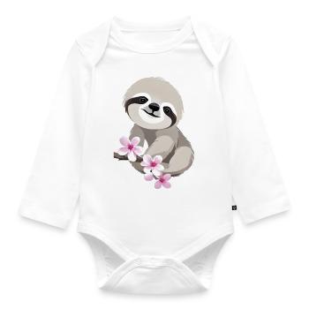 Sloth Sloth Drawing Fatigue Sloths - Organic Longsleeve Baby Bodysuit - white - Front
