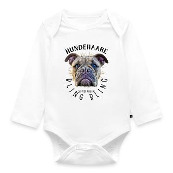 HUNDEHAARE sind mein BLING BLING - Hund Hunde - Baby Bio-Langarm-Body - Weiß - Vorne