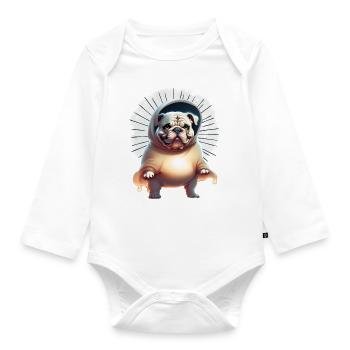 Bulldog Halloween Chien Chiens - Body Bébé bio manches longues - blanc - Devant