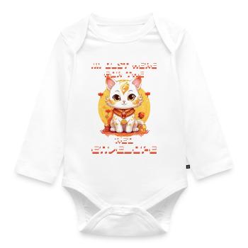 Chat porte-bonheur du Nouvel An chinois juste ici pour le - Body Bébé bio manches longues - blanc - Devant