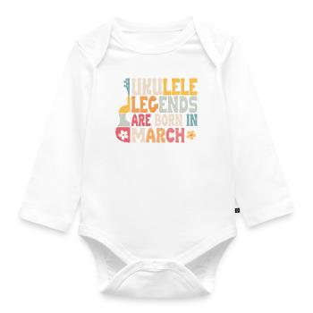 Ukulele Legends are born in March - Baby Bio-Langarm-Body - Weiß - Vorne