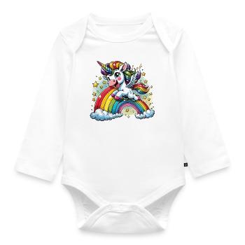 Magical Unicorn & Rainbow Luck - Organic Longsleeve Baby Bodysuit - white - Front