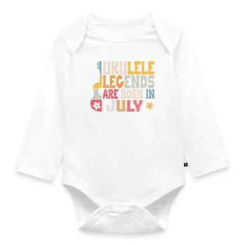Ukulele Legends are born in July - Baby Bio-Langarm-Body - Weiß - Vorne