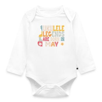 Ukulele Legends are born in May - Baby Bio-Langarm-Body - Weiß - Vorne