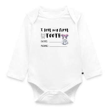 I Lost my First Tooth Certificate Name tag - Organic Longsleeve Baby Bodysuit - white - Front