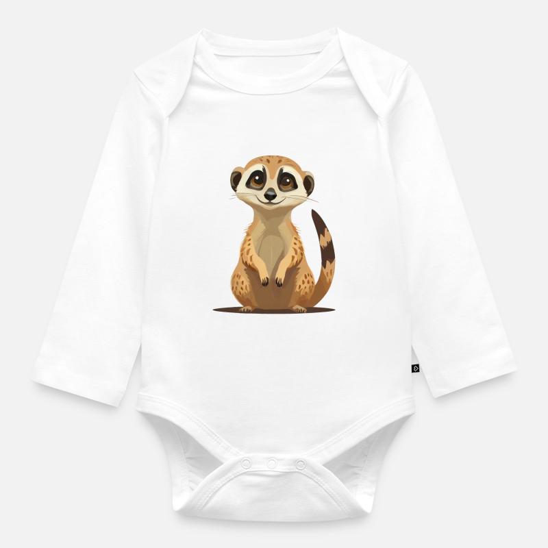 Erdmännchen - Baby Bio-Langarm-Body - Weiß