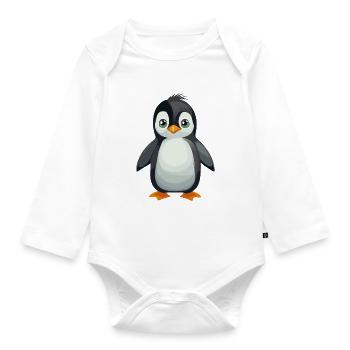 Pinguin - Baby Bio-Langarm-Body - Weiß - Vorne