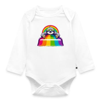 LGBTQ Pride Sloth Rainbow Playground - Organic Longsleeve Baby Bodysuit - white - Front