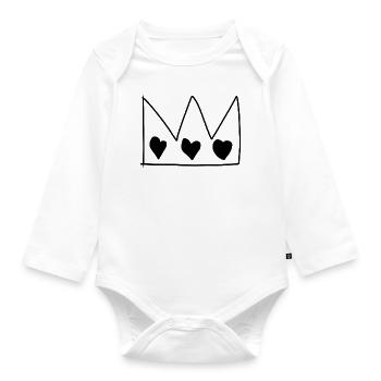 Symbole de la couronne Roi Coeurs Coeur - Body Bébé bio manches longues - blanc - Devant
