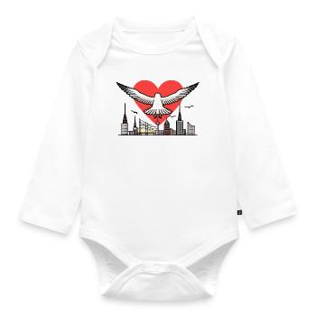 North Sea Moin Seagull I LOVE Hamburg Hanseatic City Kiez - Organic Longsleeve Baby Bodysuit - white - Front